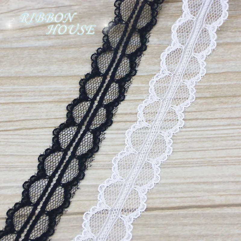 (5 yards/roll) 20mm White Black lace fabric Webbing Decoration Love gift packing Material