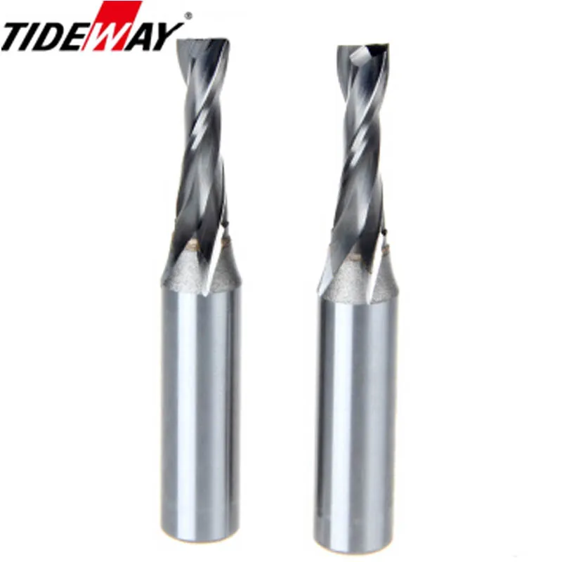 Tideway 1pcs TCT 2 Flutes Spiral Milling Cutter Metric End Mill Woodworking Slot Grooving Trimming Engraving Router Bits