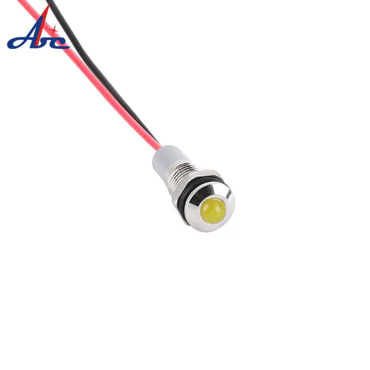 8mm LED Pilot Light Metal Ball Light Waterproof Warning Signal Lamp 150mm Cable Electrical Equipment Mini Indicator Light