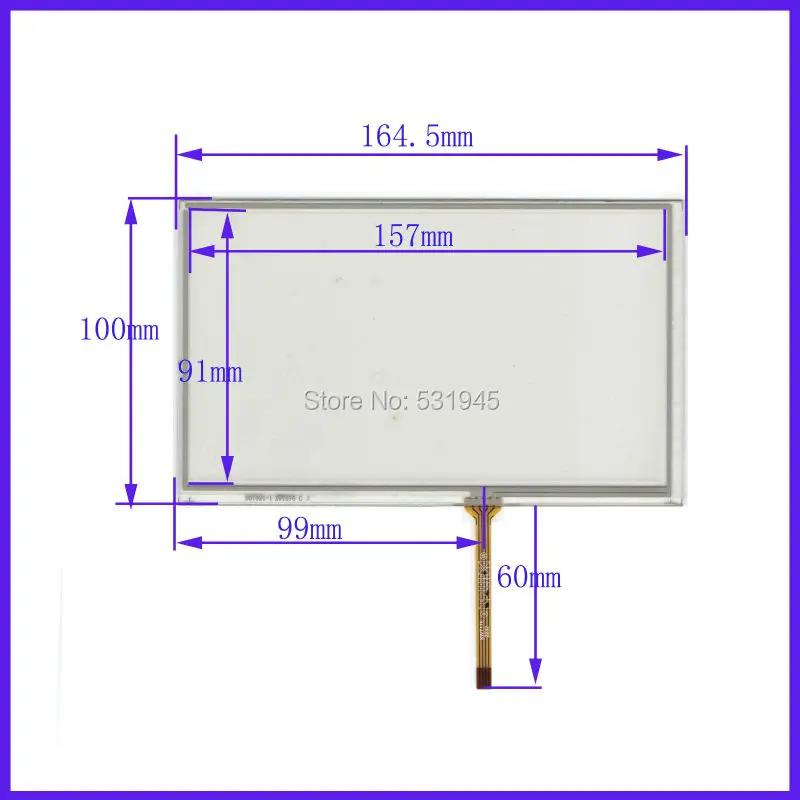 ZhiYuSun 7 inch  164.5mm*100mm 4 wire  TOUCH SCREEN    for gps glass TP-1602  touch panel 164.5*100 for AT070TN90  TN91