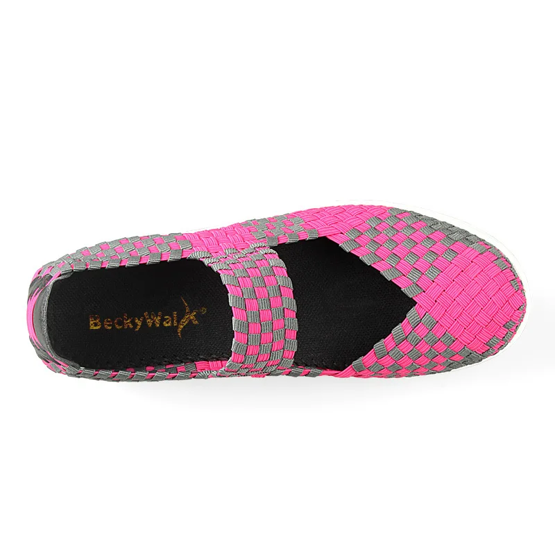 BeckyWalk Summer Women Casual Shoes Women Woven Platform Shoes Breathable Ladies Boat Shoes Woman Mesh Walking Shoes WSH2904