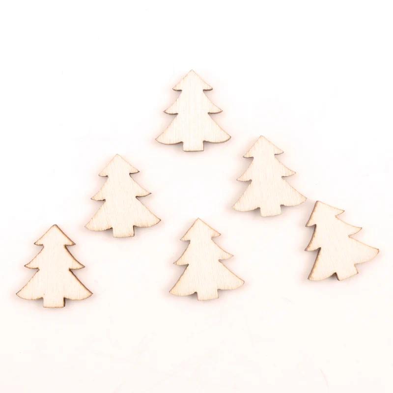 Handmade Wooden Crafts Accessory Home Decoration Scrapbookings DIY Mix Christmas Tree snowflake stars Wood Ornaments 16mm 100pcs