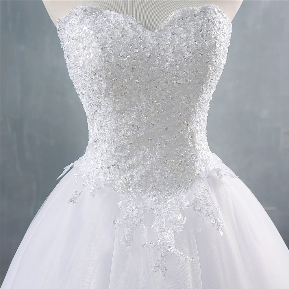 ZJ9147 personalizado 2024 blanco marfil escote en forma de corazón lentejuelas y cuentas vestidos de novia para novias de talla grande princesa nupcial tamaño 2-26W