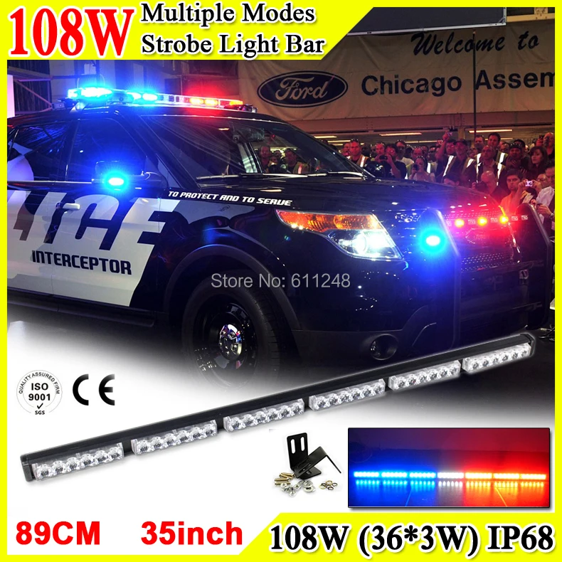 108W Super Bright Led Strobe Flash Warning Light Bar 35'' Led Light Bar 4x4 Offroad Flashlight Amber Red Blue Led Police Lights