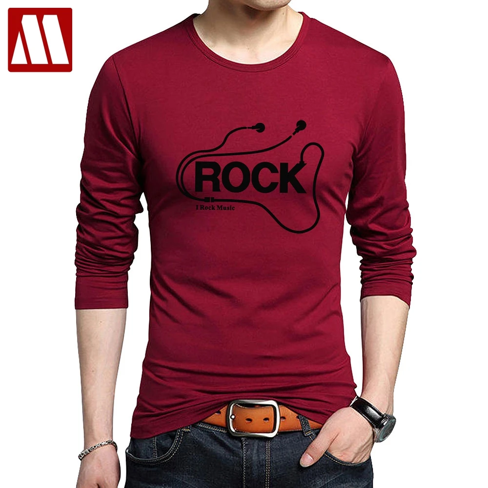 DJ Rock Long Sleeve Tshirt Man Music Cotton Heavy Metal Tee shirts Rap Hip Hop Printed Men\'s T-shirt Punk Style Clothing for Men