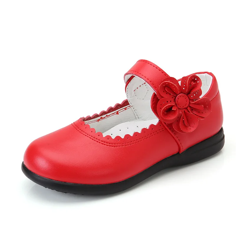 2023New Kids Children Shoes flower cowhide Princess Shoes Girls Wedding Student black Leather Shoes 3 4 5 6 7 8 9 10 11 12 13T