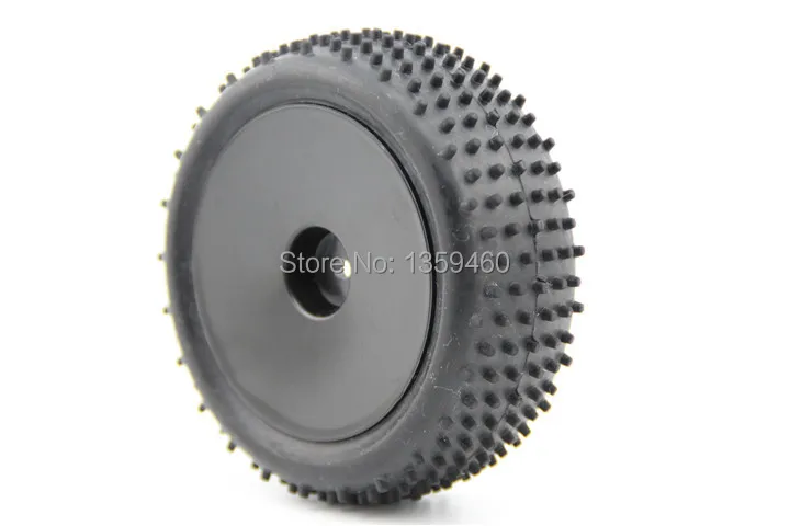 Pre-Glued 4pcs 1/10 Buggy Tires Tyre(Off-Road) Black Dish Wheel Rim fits for 1:10 4WD Buggy Car 1/10 Tire