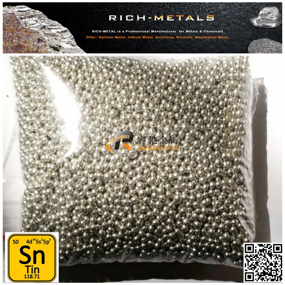 1000 gram 99.99% Tin metal shots, Tin Granules, Stannum granules, 2~5mm diameter