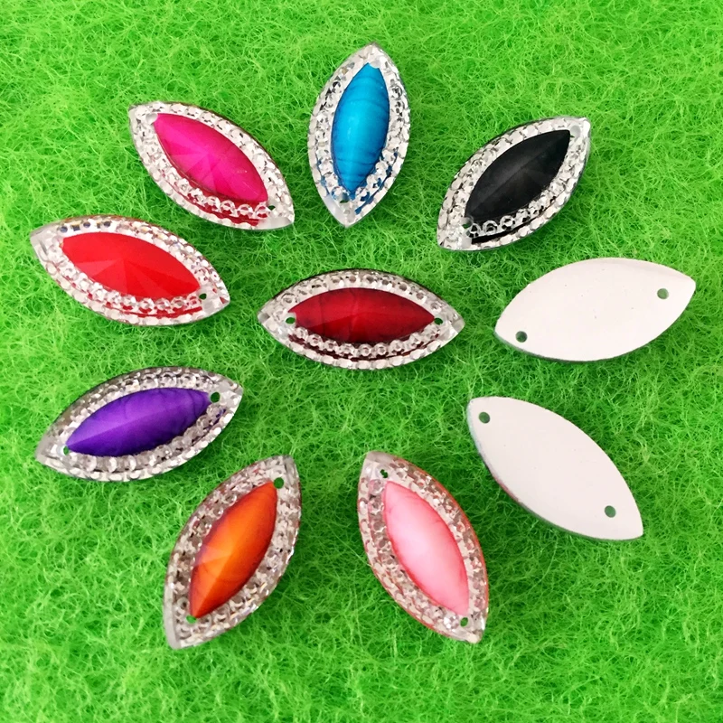 60pcs resin horse eye flat back rhinestone wedding decoration garment accessories 2 hole resin hand seam drilling twist buckle