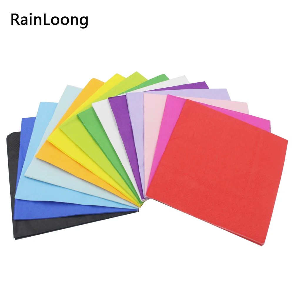 

[RainLoong] Solid Color Paper Napkins Decoupage Printed Beverage Event & Party Tissue Napkins Decoration Serviettes