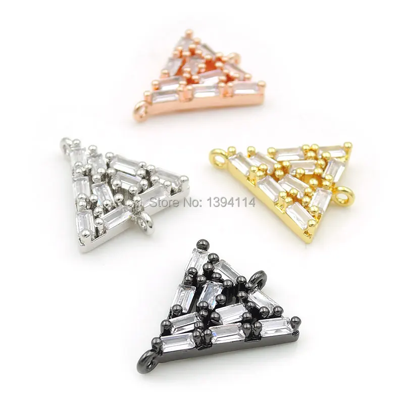 

20*17*4mm Micro Pave R-CZ Triangle Connector Fit For Women As DIY Bracelets Accessory