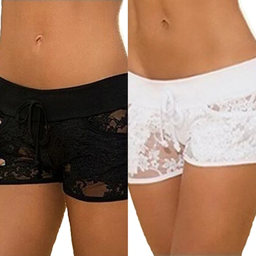 Sexy Women Lace See Through Solid Color Summer Low Rise Clubwear Pants