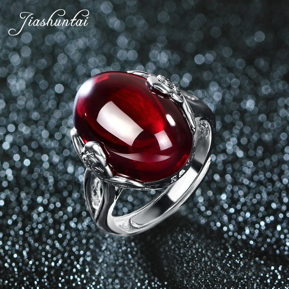 

JIASHUNTAI Vintage 100% 925 Sterling Silver Rings For Women Natural Precious Stones Retro Thai Silver Rings Jewelry