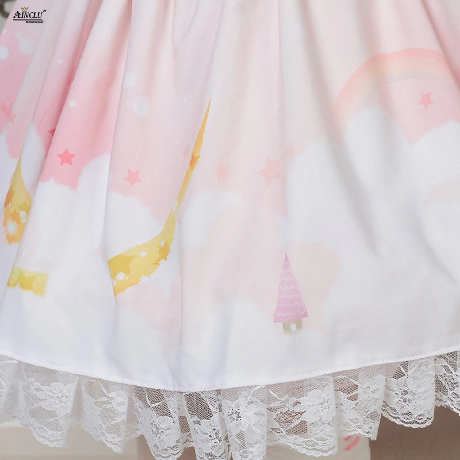 Sommer Röcke Lolita Spitze Röcke Der Frauen Anpassen Rosa Moonlight Fee Gedruckt Polyester Nette Süße Prinzessin Plissee Röcke