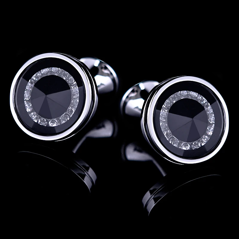 KFLK Jewelry shirt Black Fashion cufflink for mens Brand Crystal Cuff link Male Luxury Wedding Button High Quality guests