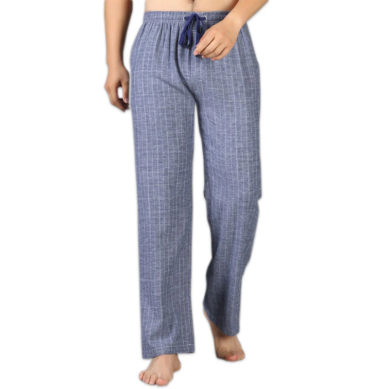 

Thicken winter 100% knitted cotton sleep bottoms men keep warm Plus Size fashion plaid home mens pajamas pants pantalones