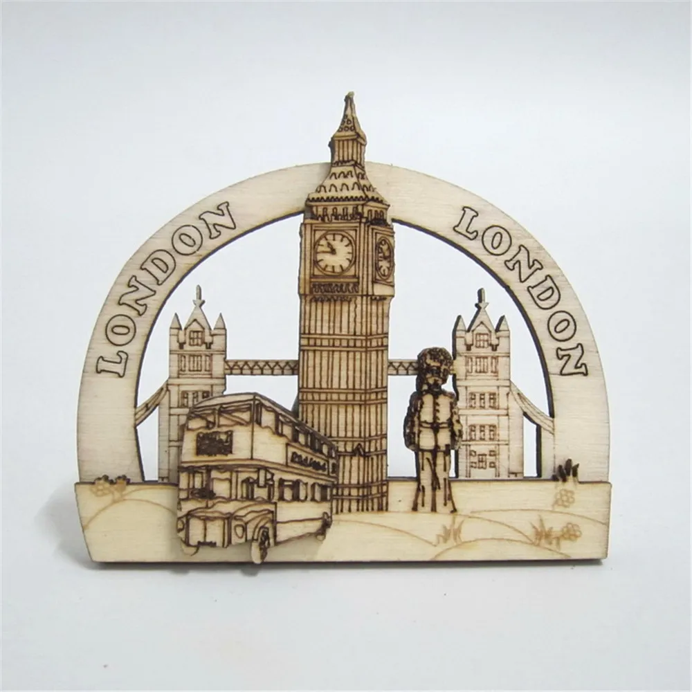 

London Elizabeth Tower Big Ben Tower Bridge Hand-made 3D Wooden Fridge Magnets Travel Souvenirs Refrigerator Magnetic Stickers