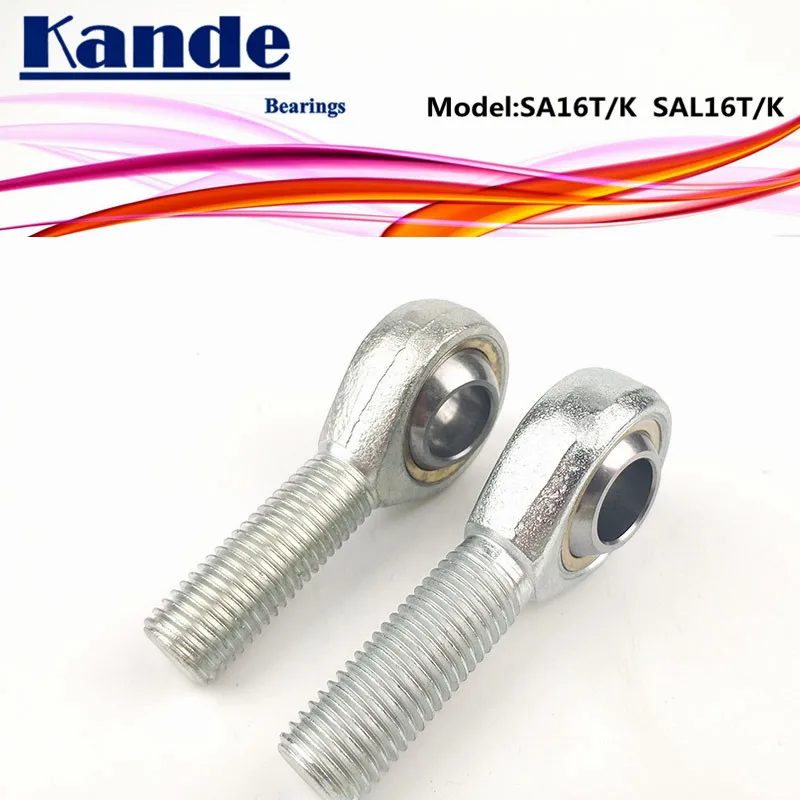 Kande Bearings POSA16 POSAL16 SA16T/K SA16 SAL16T/K  SA16T SAL16T  2pcs Rod End Bearing  M16*2  SAL16  Male/Female thread