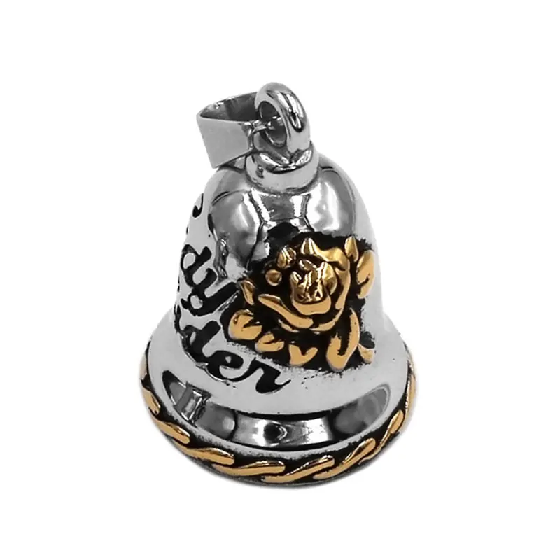 Pendentif cloche de motard en acier inoxydable pour femme, rose Lady Rider, Live to Ride Eagle, cadeau de Noël à la mode, 514B