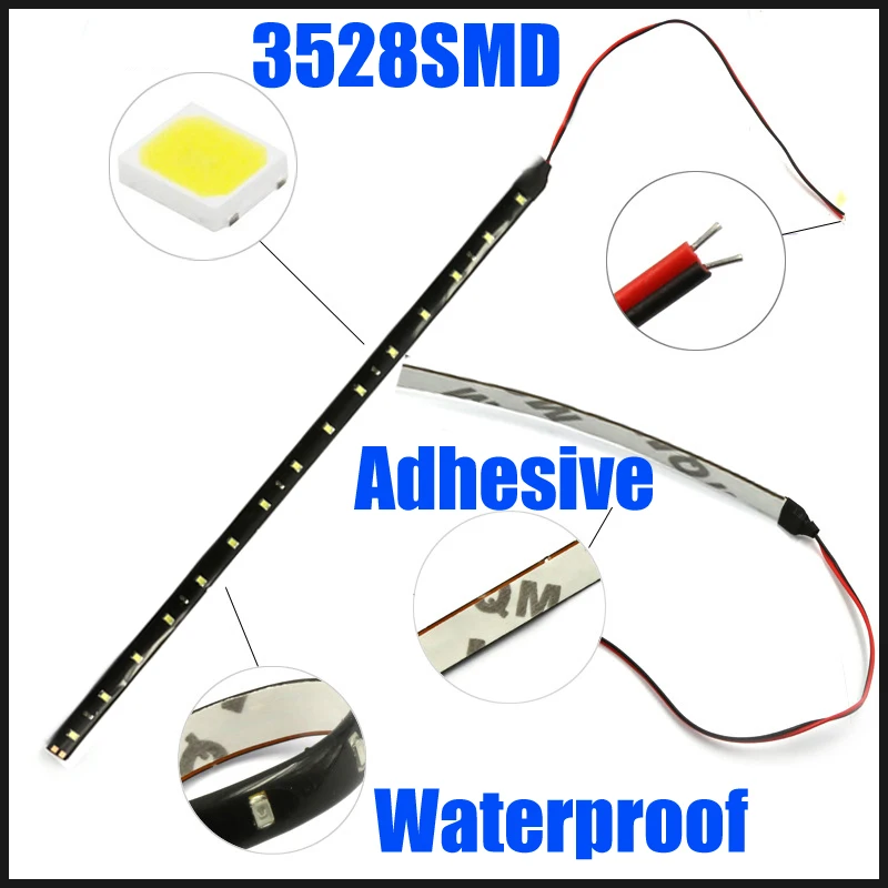 led strip 12v 3528smd 120/ 90/ 60/ 30CM cold white waterproof Red Green Blue Yellow LED Light Strip for car interior motorcycle