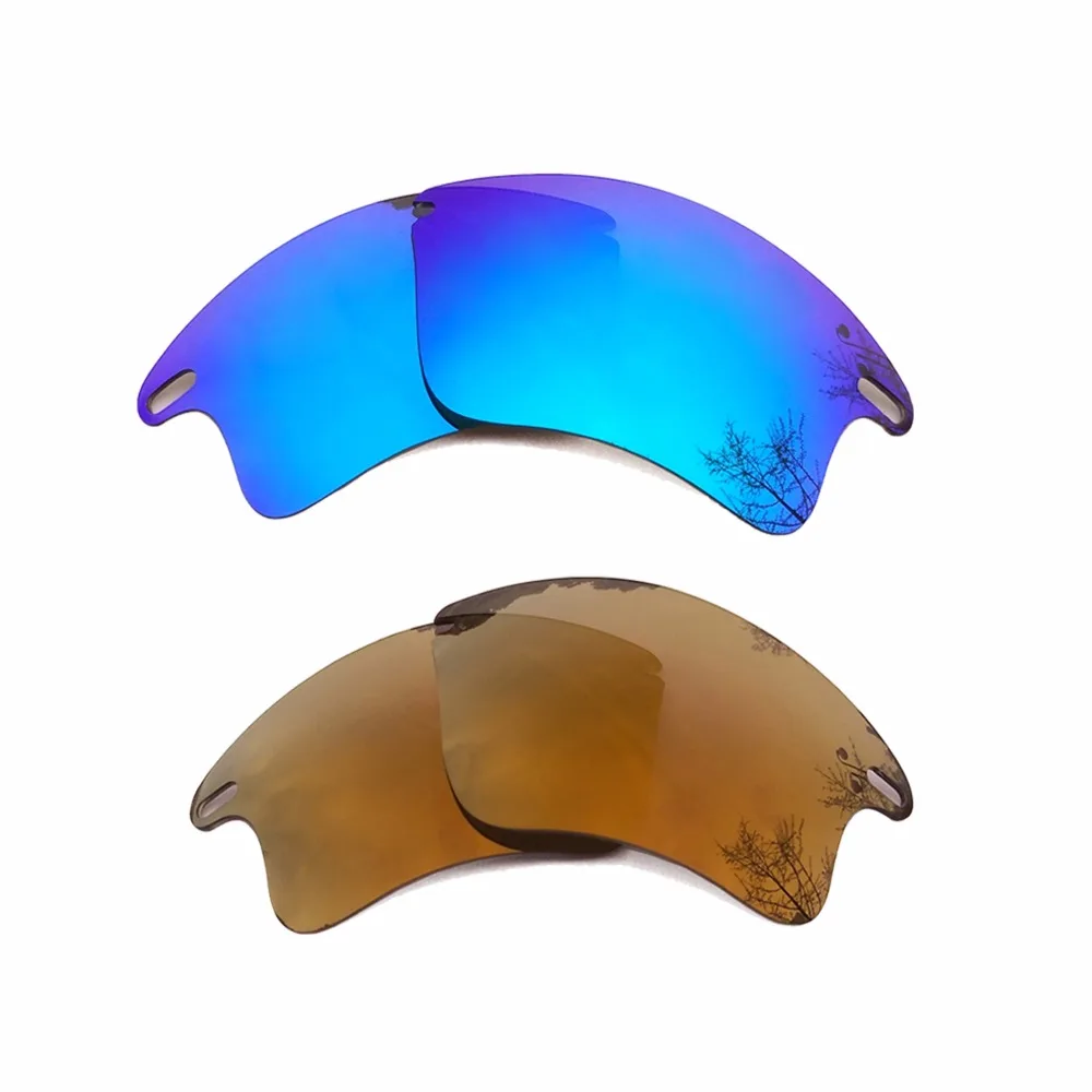 Ice Blue & Bronze Gold Mirrored Polarized Replacement Lenses for-Oakley Fast Jacket XL Frame 100% UVA & UVB