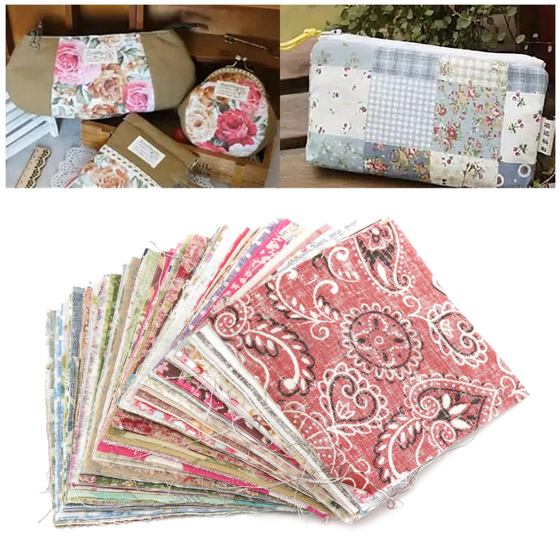 100Pcs 10x10cm Square Floral Cotton Fabric Patchwork Cloth For DIY Craft Sewing