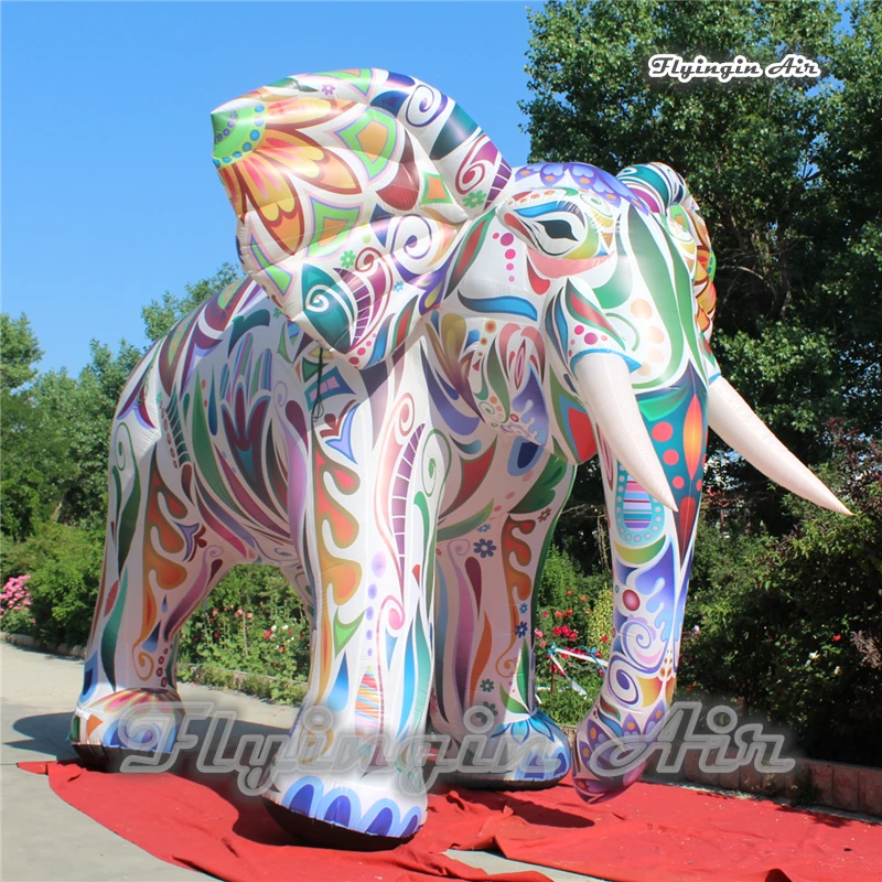 Parade Performance Large Colorful Inflatable Elephant Balloon Airblown Painted Elephant Model For Party Decoration