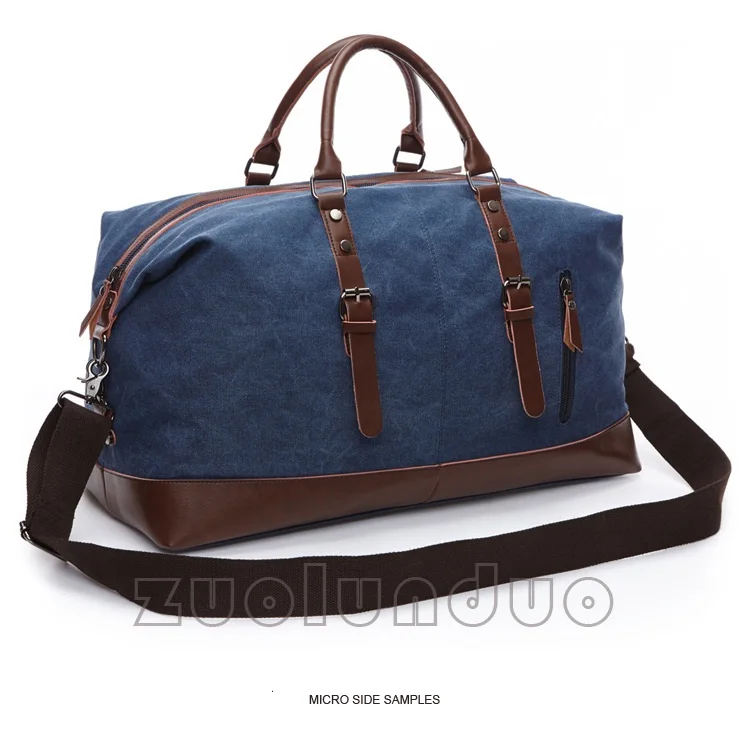 Vintage Military Canvas Leather Men Travel Bags Carry on Luggage Bags Women Duffel Bags Travel Tote Large Weekend Bag Overnight