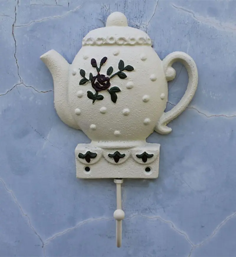 

High-grade Cast Iron Painted Kettle Hook Retro Wall Mounted Dress Hat Coat Hanging Hanger Bathroom Robe Hooks Home Decortion