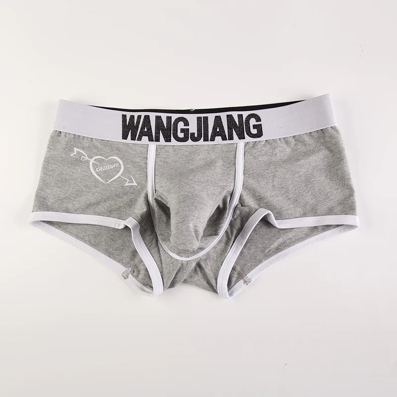 Wang Jiang Elephant Underwear Boxer Shorts Men Separate Pouches Cotton Panties Penis Sleeve Underpants Heart Print Calecon Sexy