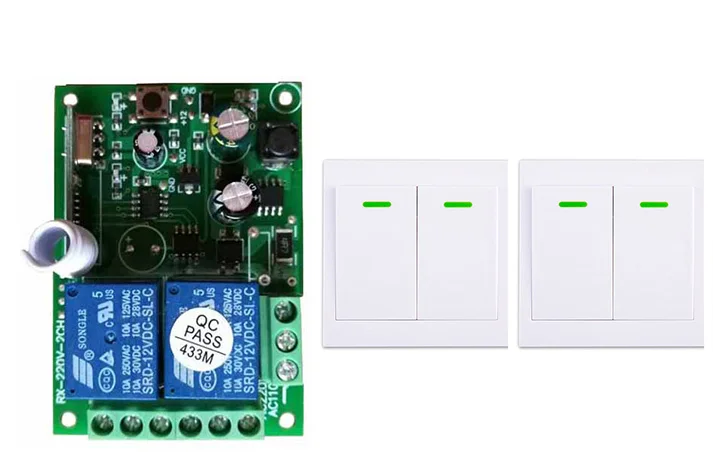 AC85V 110V 220V 250V 2CH Wireless Remote Control Switch Receiver+Wall Panel Remote Transmitter Sticky Remote Smart Home Switch