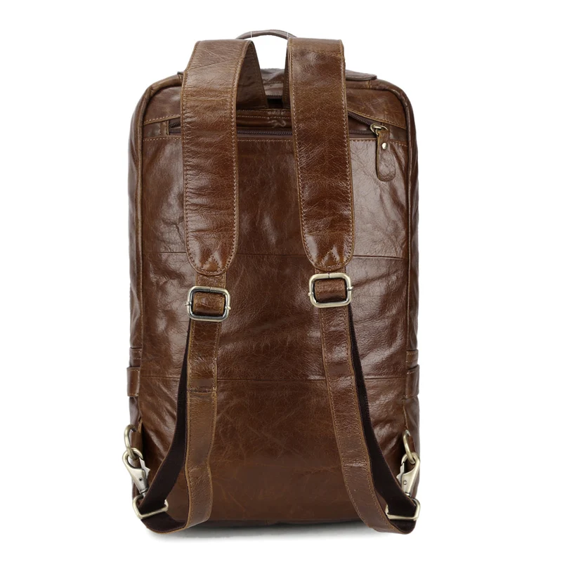 Man Real Cowhide New Designer Backpacks Large Capacity Business And School Bags Double Zipper Vintage Brown Rucksacks Boy 1660