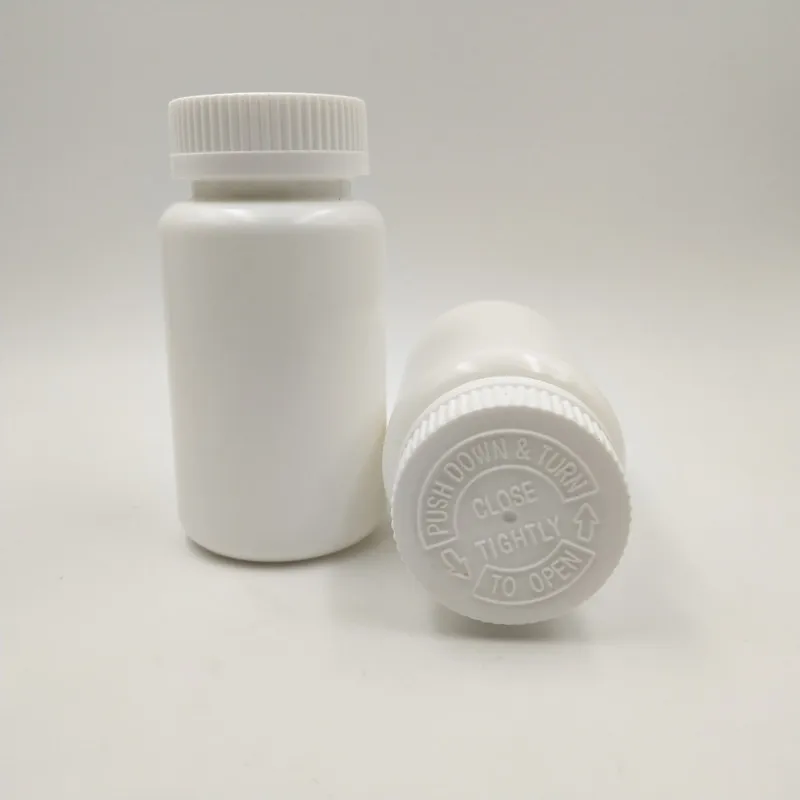 

Free shipping 50pcs 150ml 150cc HDPE Plastic Medical White Pill box Bottle Capsules Container with CRC Screw Cap