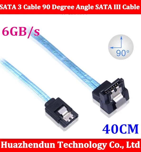 100PCS SATA 3 Cable 90 Degree Angle SATA III Cable 6GB/s Data SATA 3.0 Cable Cord for SDD HDD Blue 40CM