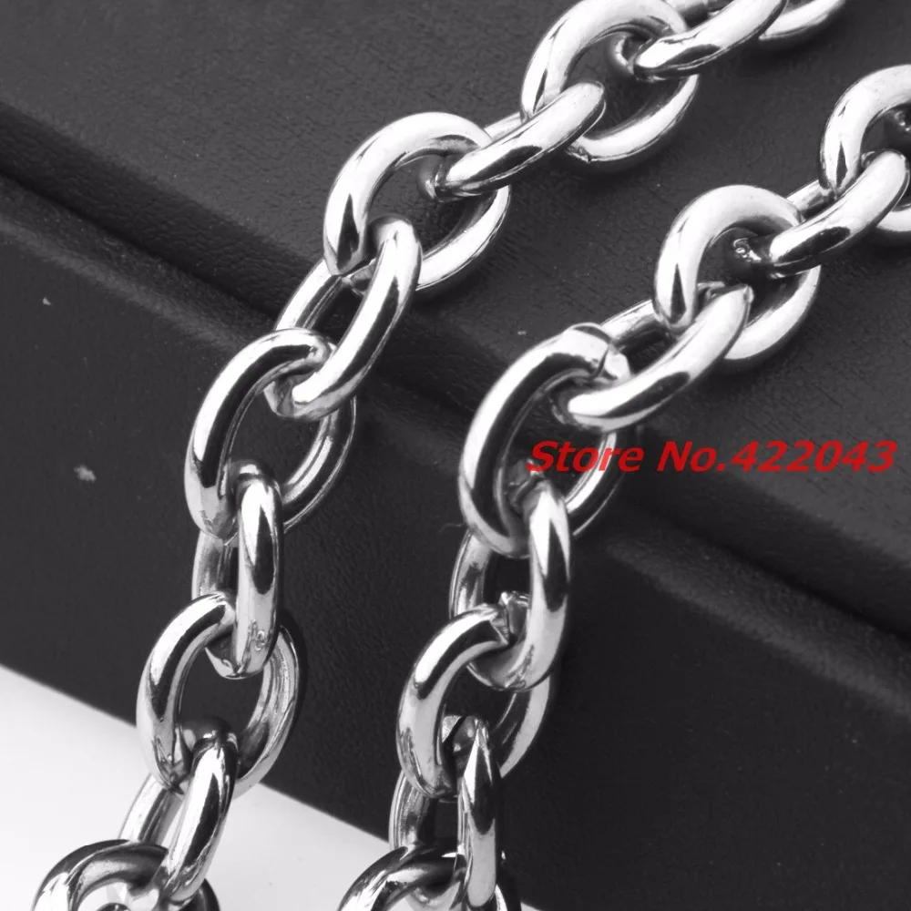 Granny Chic 8/11/13/15mm Mens Chain Silver Gold Black color Stainless Steel Big O Oval Chain Necklace Top quality Jewelry