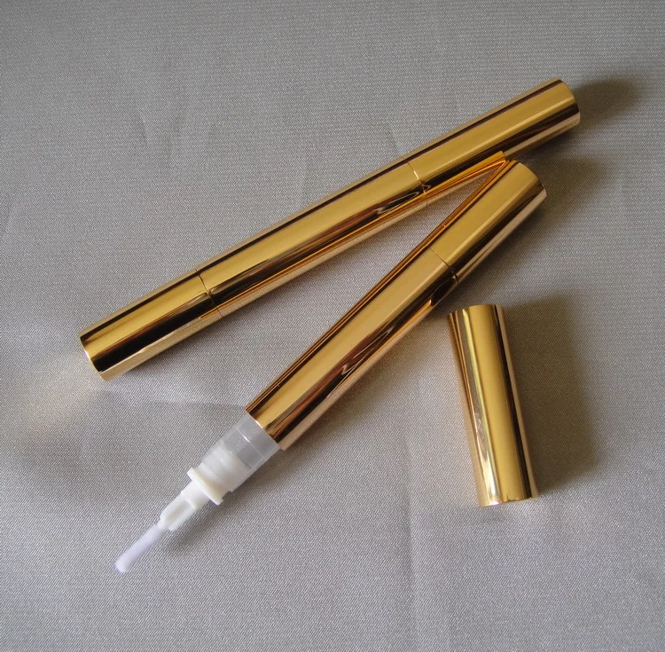 

50PCS 3ml high grade gold teeth whitening pen , 3 ml small Rotation lip gloss pen ,luxury eyelash growth liquid bottle for sale