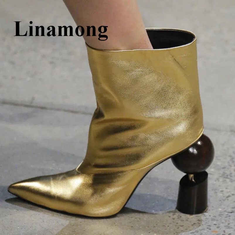 

2024 Fashion Newest Chunky Heel Strange Style Pointed Toe Autumn And Winter Five Color High Quality Genuine Leather Women Boots