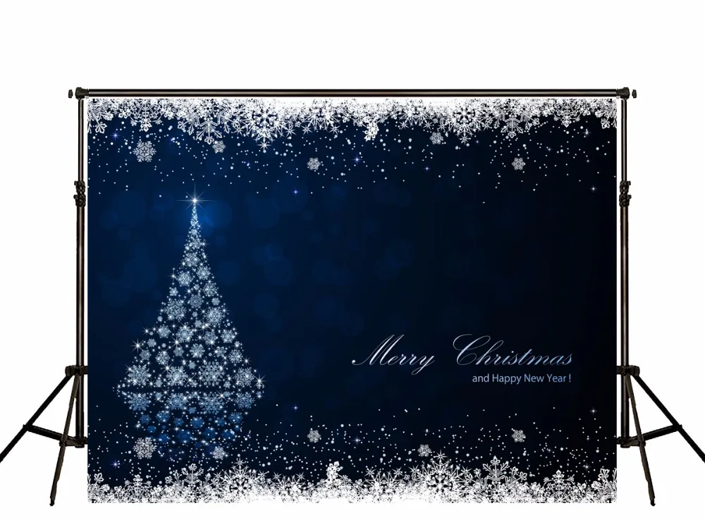 

VinylBDS Dark Blue Christmas Photography Backgrounds Stage Christmas Tree Photo Backdrops Camera Fotografica For Photo Studio