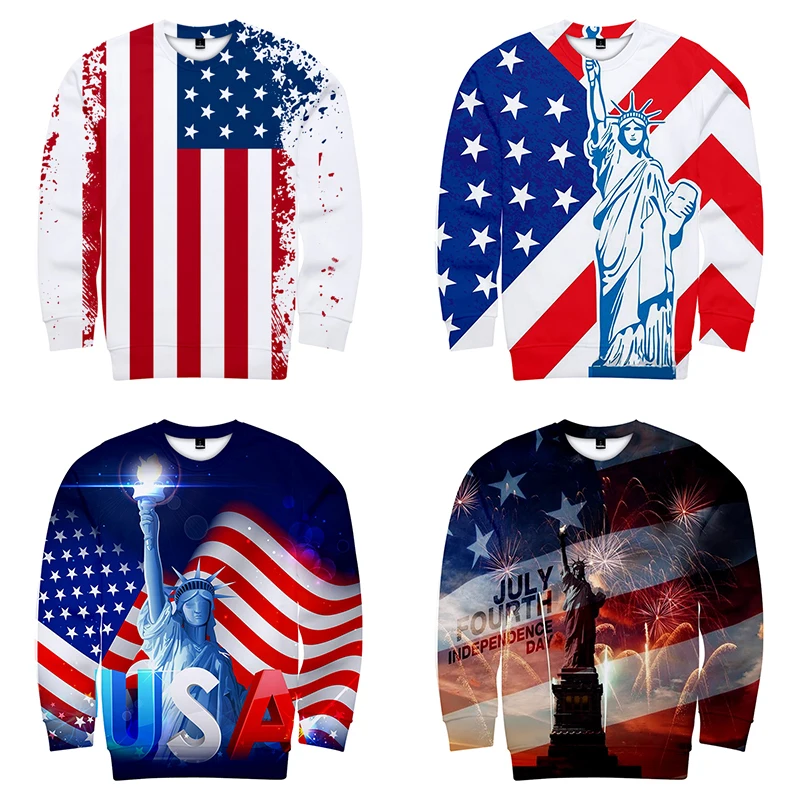 

New 3d Hoodies Pullover Independence Day Fashion Cool Hip Hop Men Women Capless Sweatshirts Casual Long Sleeve 3D Hoodie Top 4XL