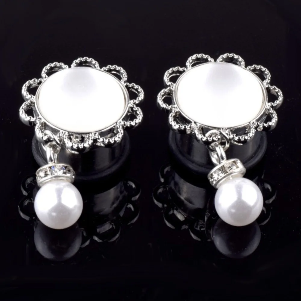 1 PC Vintage Simulated Pearl Pendant Ear Plugs Stainless Steel Ear Expansion Flesh Tunnels Body Piercing Jewelry 6-24mm