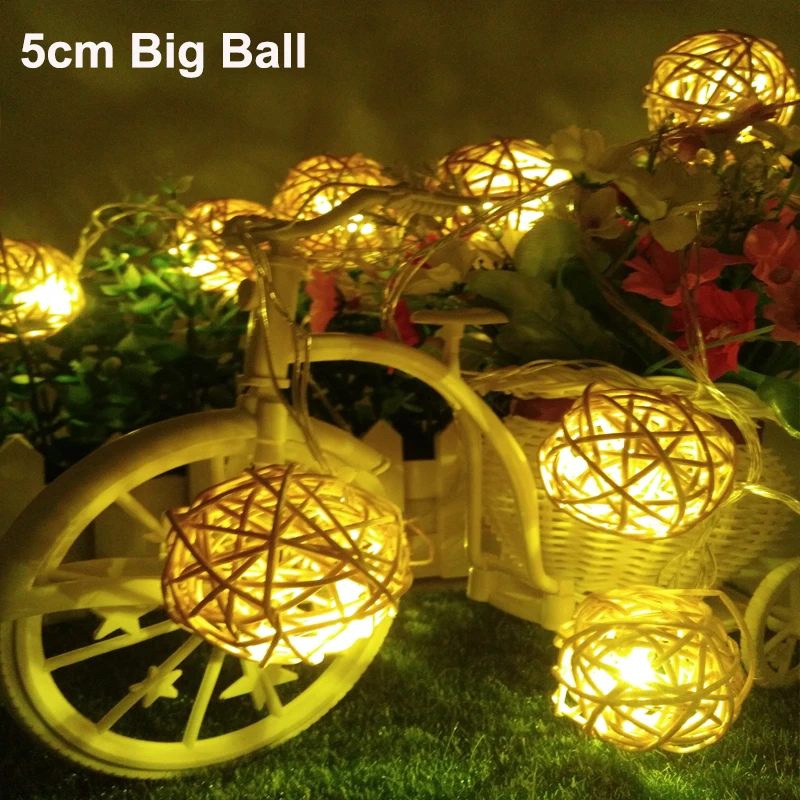 

led string 5m 20led 5cm Rattan ball Fairy lights party holiday garland Led christmas lights indoor outdoor decoration lamp EU/US