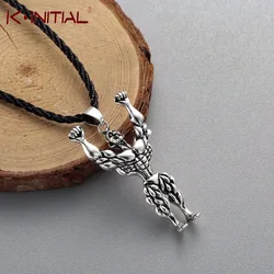 Kinitial Fitness Necklace Men Muscle Bodybuilder Pendants Necklaces Vintage Charm Choker Jewelry for Men Fashion Bijoux