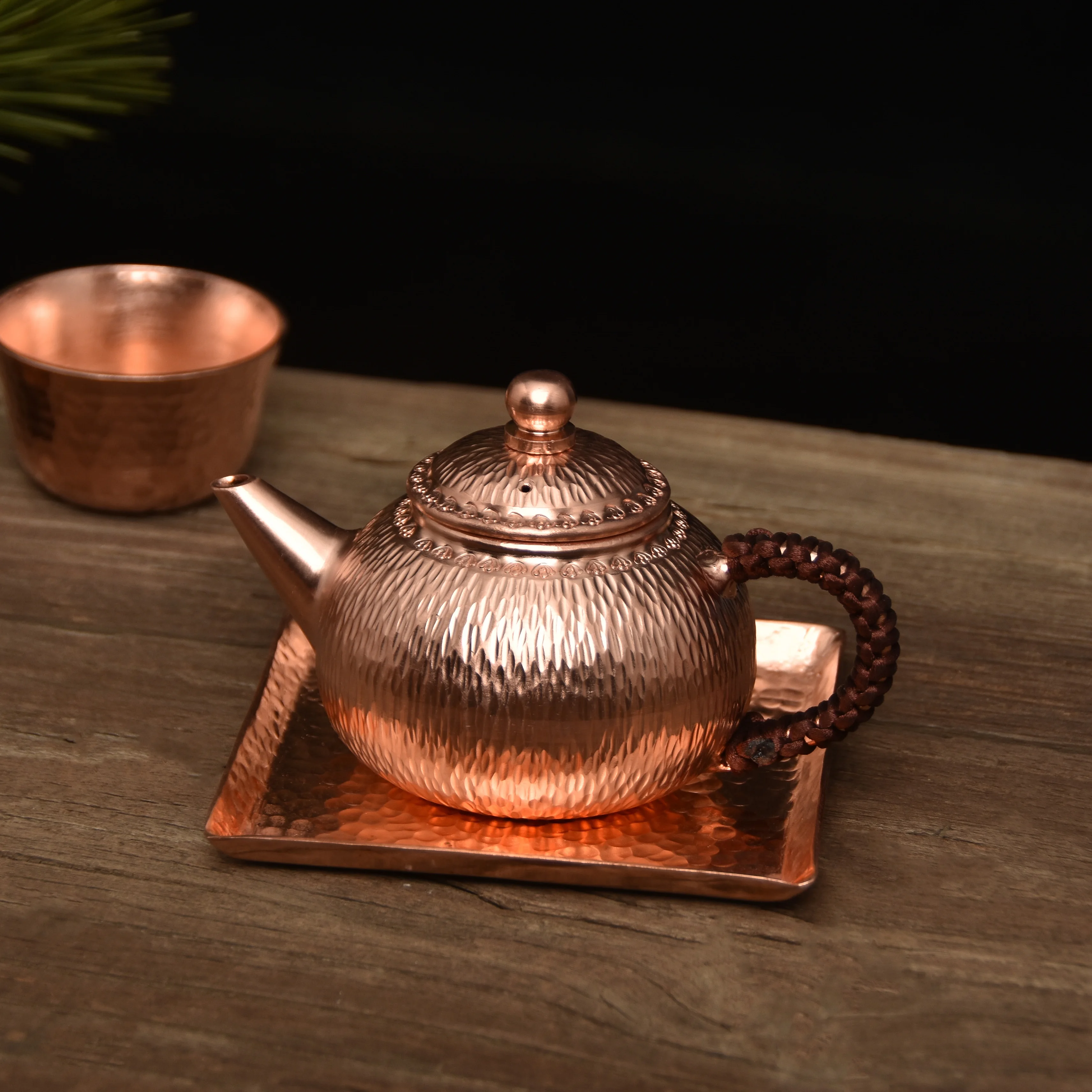 1pc 3size handmade pure copper tea espresso coffee plate palace style dishes for coffee cup