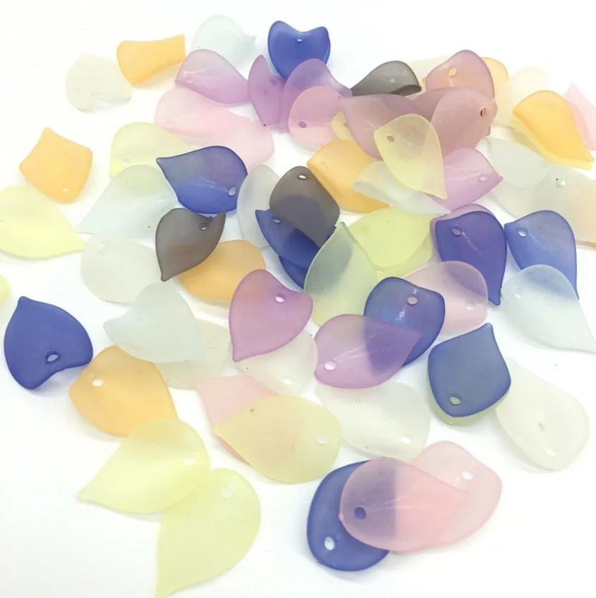 30pc/lot 20*13mm 19 Colors Acrylic Leaf Petals Flower Frosted Acrylic Spacers Beads For Wedding Earrings DIY Makeing Accessories