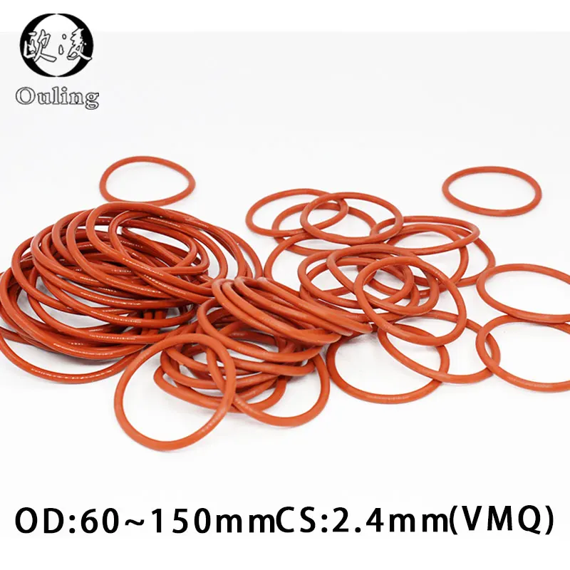 

Red Silicon Ring Silicone/VMQ O ring 2.4mm Thickness OD 60/75/150mm Rubber O-Ring Seal VMQ Gasket Rings Waterproof Washer