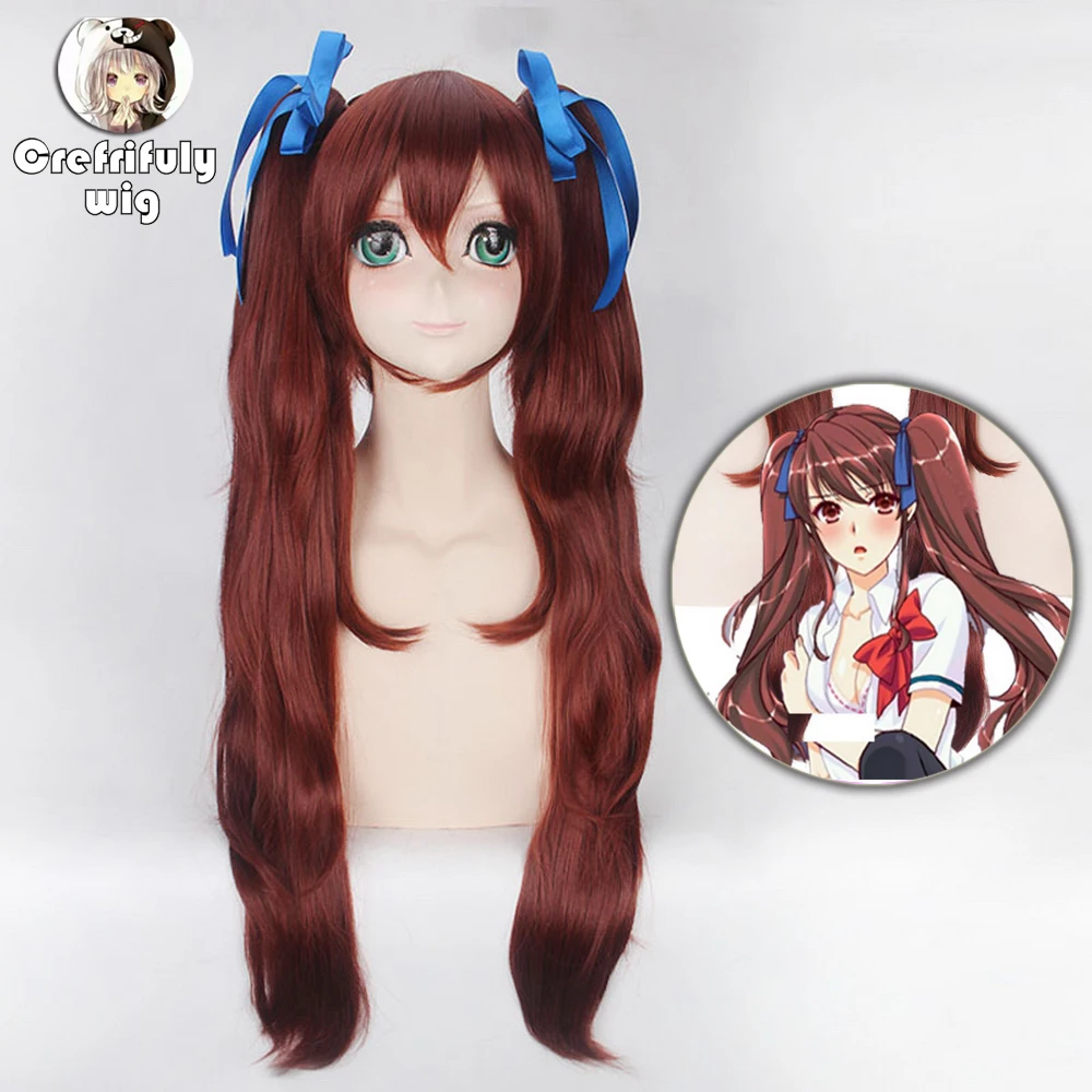 Fate Stay Night Tohsaka Rin Long Wavy Brown Cosplay Wig With Double Ponytails Another Akazawa Izumi Costume Synthetic Hair Wigs