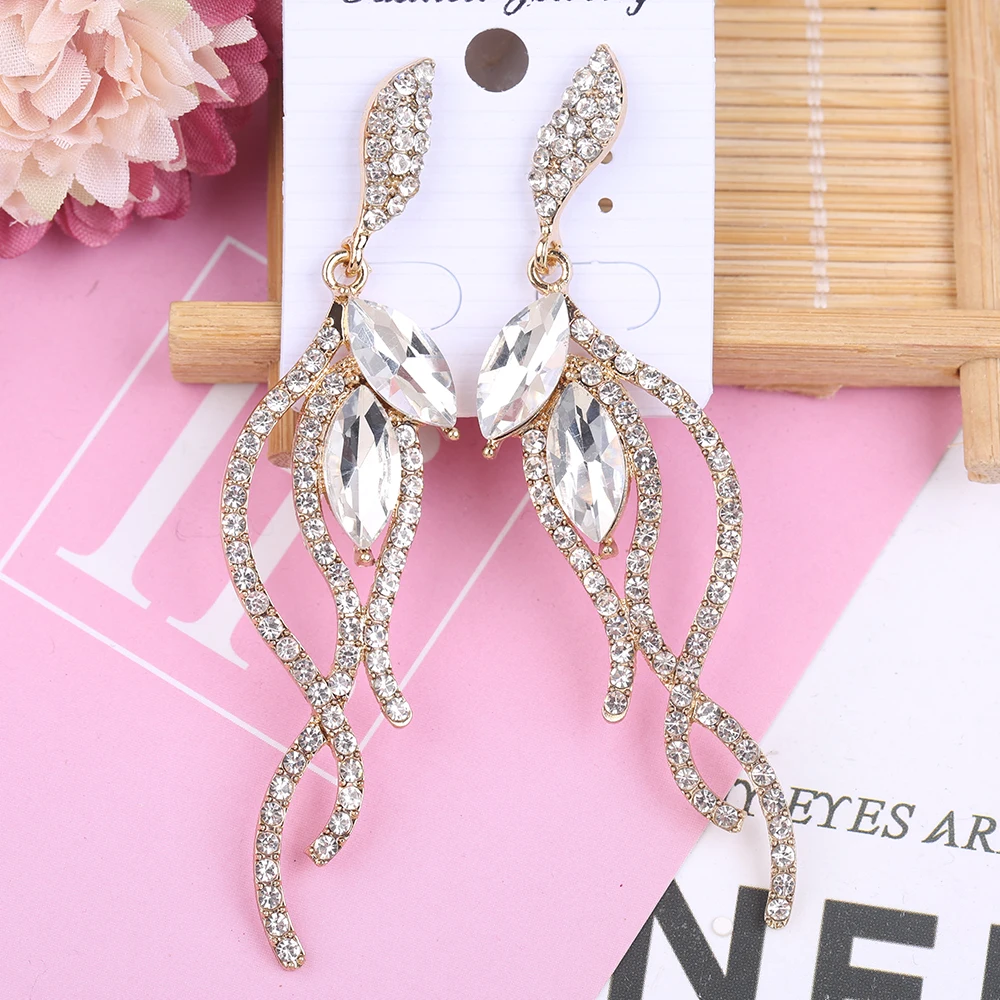 VEYO Crystal Dangle Earrings Trendy Line shape Rhinestone Earings Fashion for Women Jewelry Pendant