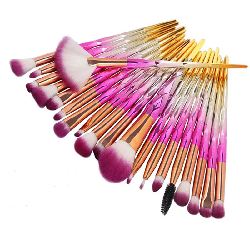 20 ピース/セットメイクブラシセット彫刻化粧ブラシアイシャドウアイライナーまつげパウダーブラシツールドロップシッピング