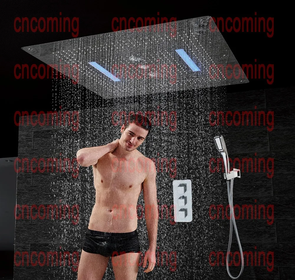 Thermostatic bathroom shower faucet wall bath shower faucets set Waterfall ceiling shower mixer tap set SPA tap rain shower head