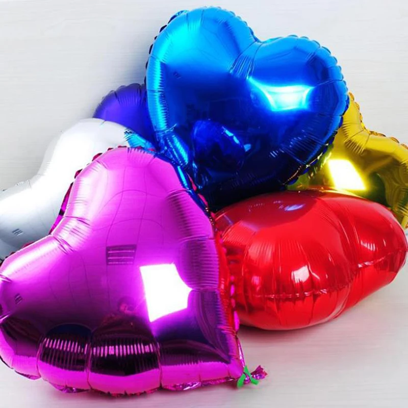 

10pcs Heart-shaped 18inch Wedding Decor Aluminum Balloons Valentine's Day Birthday Party Decoration Balloon Automatic Sealing